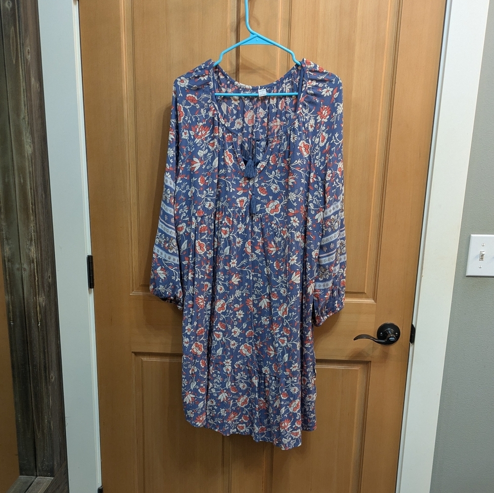 Old Navy Blue Floral Long Sleeve Dress